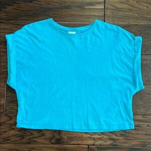 Zara Teal Sleeveless Boxy Crop Top